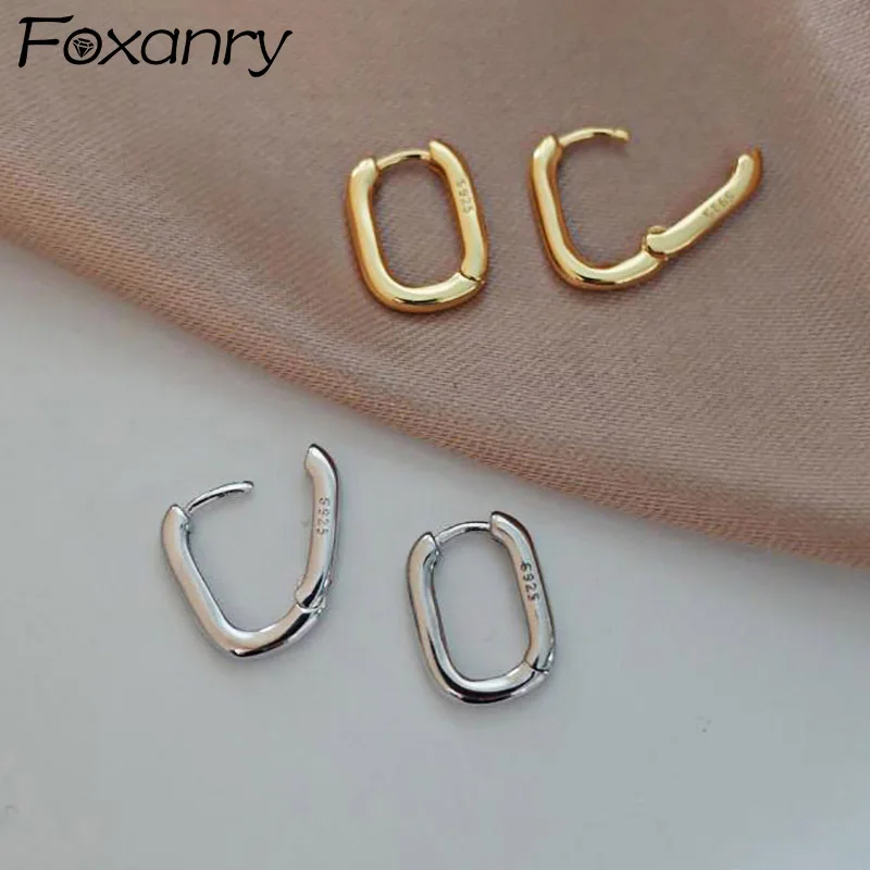 Foxanry Ngăn Ngừa Dị Ứng Màu Bạc Bông Tai Đinh Nước Pháp Thời Trang Vintage Handmade Hình Chữ U Hình Tròn Cô Dâu Trang Sức Quà Tặng