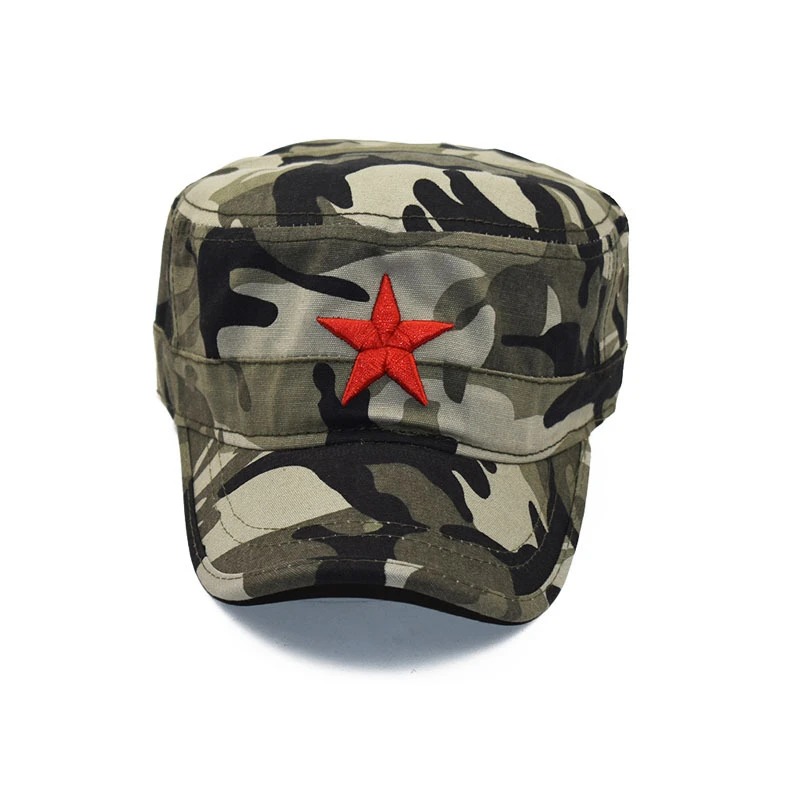 Hot Classic Camouflage Men Five stars 3D embroidery Military Caps Army Cadet Hats Cotton Adjustable Flat Top Patrol Cap