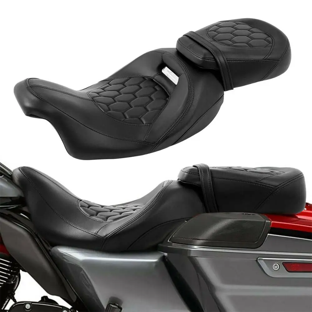 Motorcycle Two-Up Seat For Harley Touring Street Electra Glide Road King Custom Special Limited CVO 2009-2020 Driver Passenger