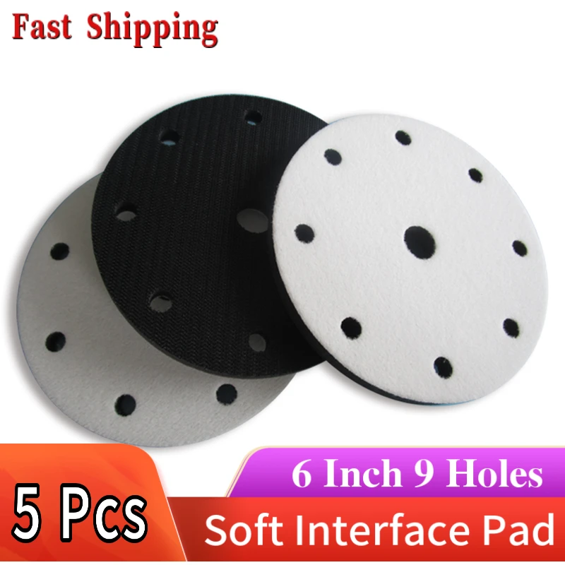 Soft Interface Pad 6 "9 หลุม 150 มิลลิเมตร Hook และ Loop Damping & ป้องกัน Sanding Pad เครื่องมืออะไหล่สำหรับ Polishing & Grinding