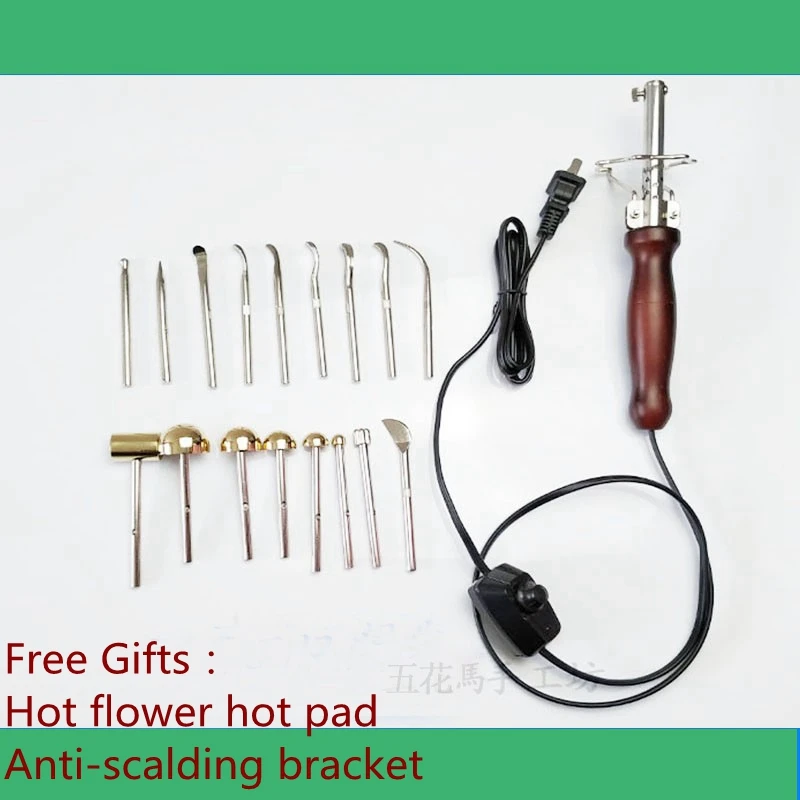 Flower making tools set 110V/220V flower ironing machine 17 heads iron set cloth flower leather tools Leather carving DIY