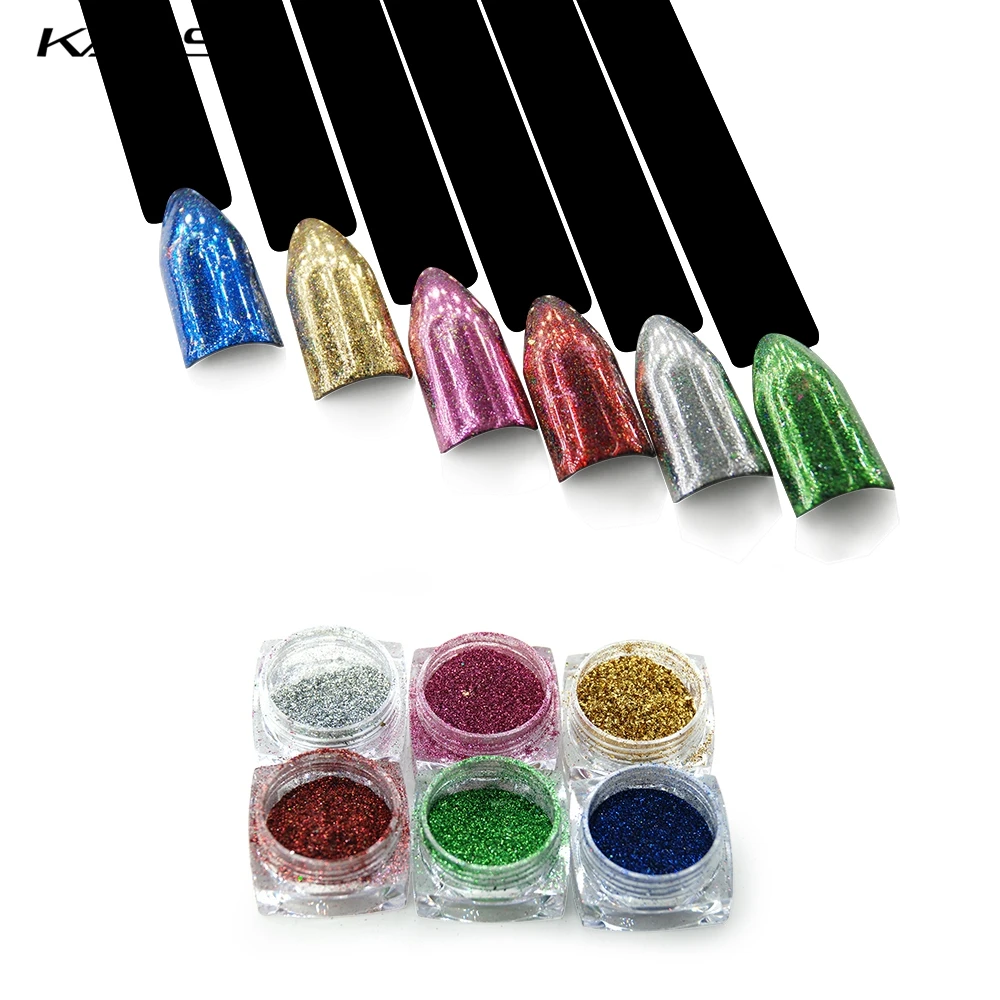 KADS 1pc 0,2g Bunte Laser Pulver Staub 6 Farbe Chrom Maniküre Nail art Glitter Pulver Dekoration Werkzeug Pigment pailletten DIY
