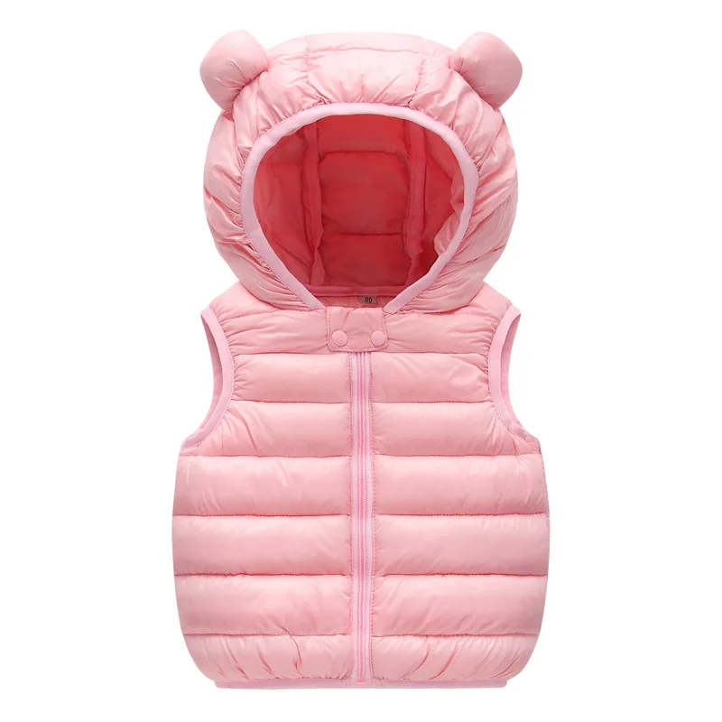 Baby Boys Girl Warm Down Vest Autumn Kids Cotton Thin Warm Waistcoat Children Winter Clothes Solid Hooded Jackets 1-6 Years