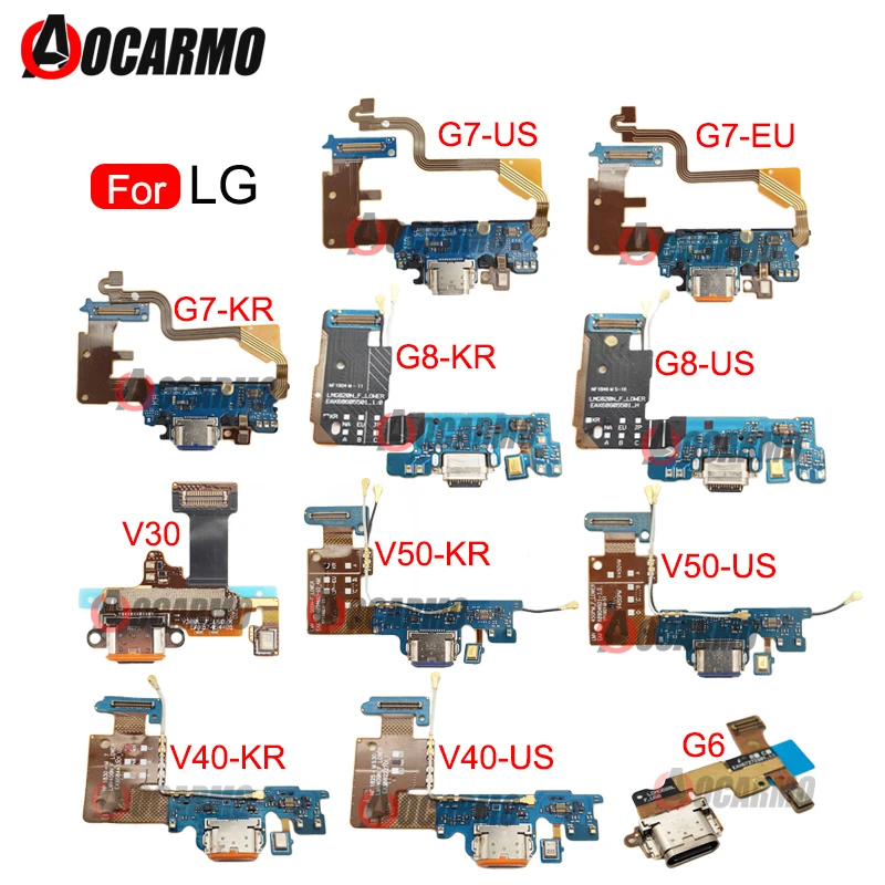 For LG G6 G7 G8 V35 V30 Plus K71 V40 V60 V50 USB Fast Charging Port Charger Dock Connector Mic Board Flex Cable Replacement