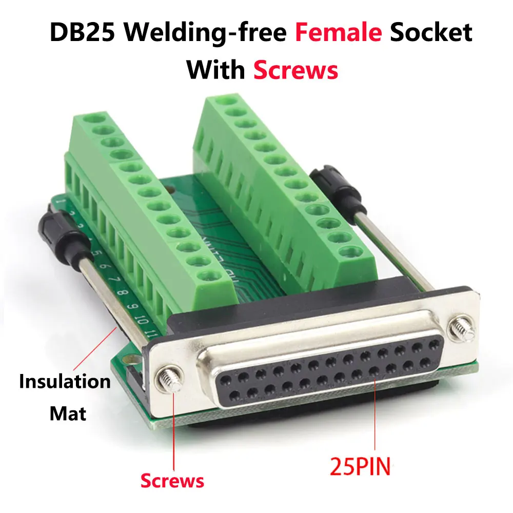 DB25 Welding-free Male Plug Female Socket 2 Rows 25 Pin Serial Port Connector D-Sub 25 Adapters