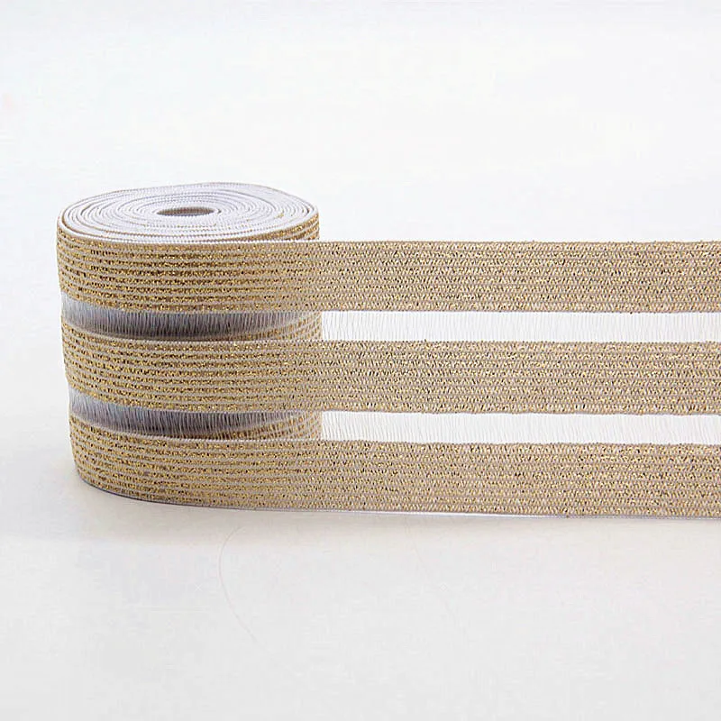 50mm 90mm Gold Silver Lace Elastic Band Glitter Mesh Stripe Rubber Band Nylon Webbing Garment Sewing Accessories Width 5cm 9cm