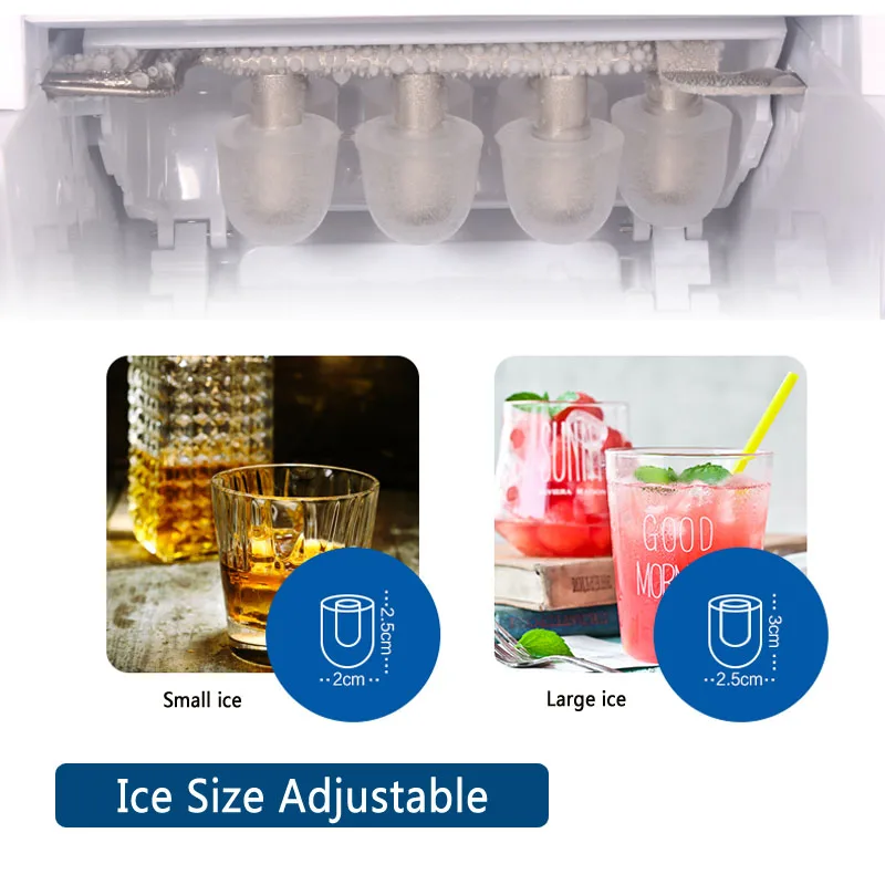 15kg/24h elétrica ice maker bala cilíndrica casa cubo de gelo que faz a bancada da máquina para a loja de chá pequena comercial do leite 220v