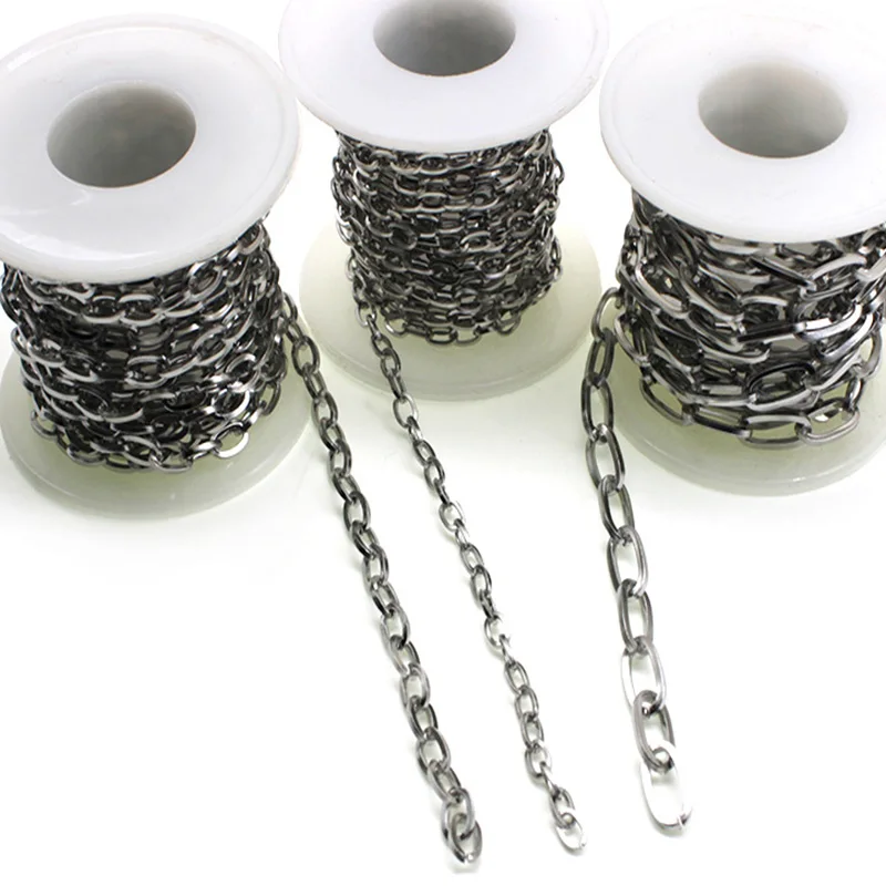 Never Fade Stainless Steel Chain Flat Oval Link Bulk Chains DIY Wallet Chain Jewelry Necklace Making Handmade Accessories