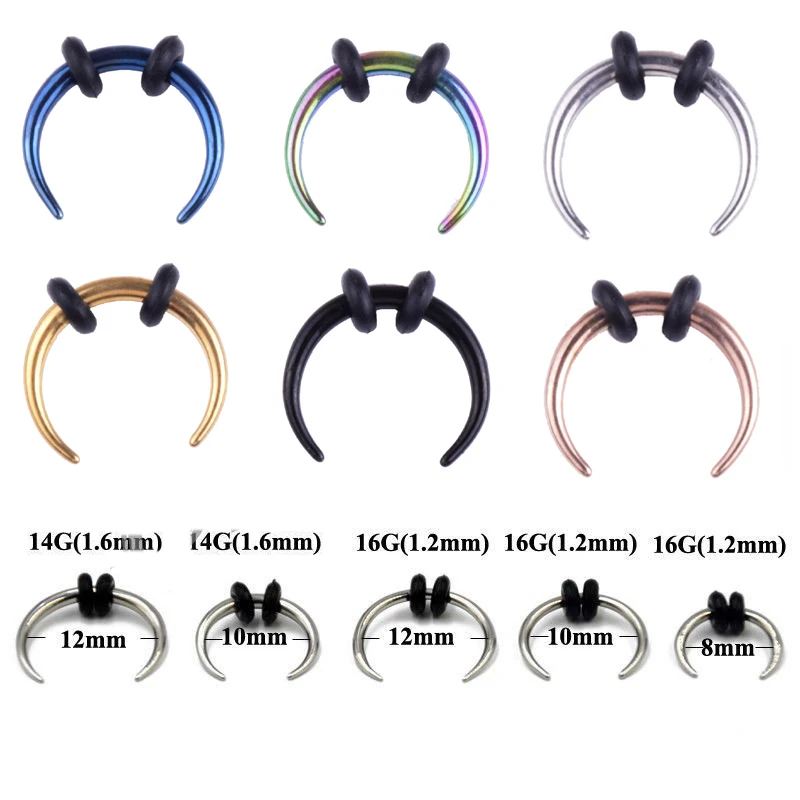 1 Piece Surgical Steel OX Horn Vintage Nose Septum Hoop Rings Ear Septum Clicker Horseshoe Nose Ear Taper Piercing Body Jewelry