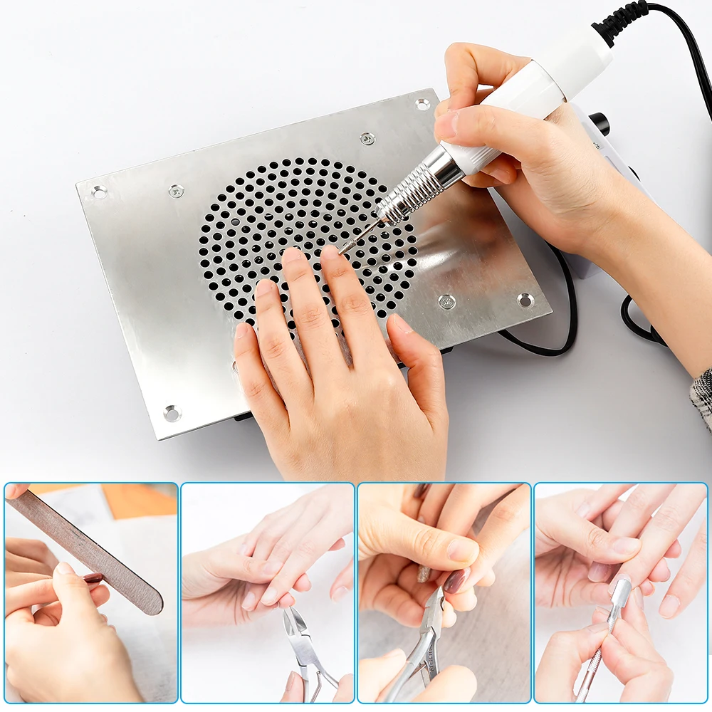 4500RPM Nail Dust Collector Desktop Built in Machine Suction Vacuum Fan Cleaner 3 Collecting Bag Nail Art Vacuum Cleaner Fan