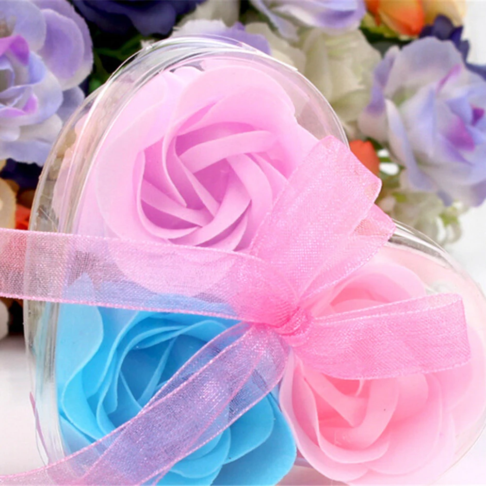 3Pcs/Box Heart Scented Bath Body Petal Rose Flower Soap Wedding Decoration Body Soap Wedding Party Gift