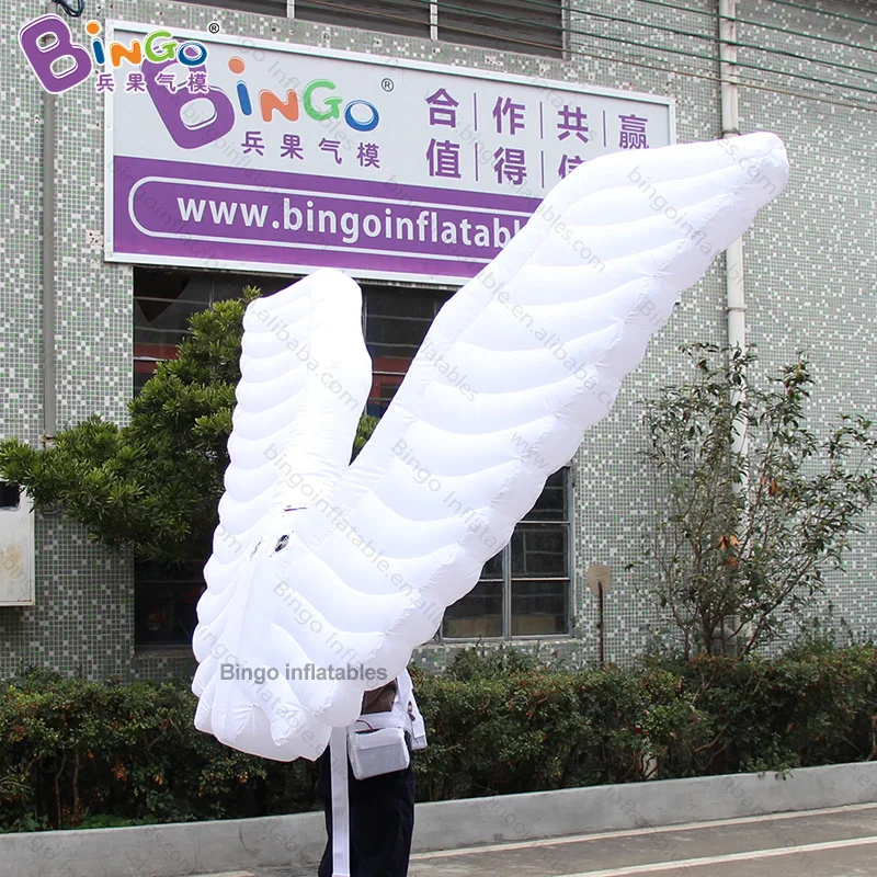 Hand-Made 3.2x2 meters inflatable white wings costume for carnival party / white wings balloons toys