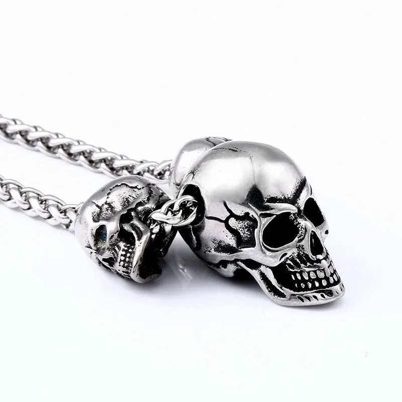 Beier Unique design punk skull high quality biker 316L stainless steel pendant necklace jewelry LLBP8-216PX