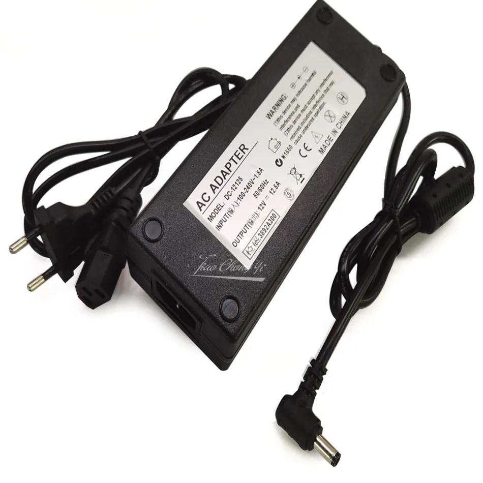 12V 12.5A LED Power Supply Adapter 150W Lighting Transformers with Plug AC110V-220VAC to DC12V Power Driver for LED Strip
