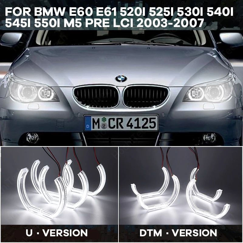 

ring Cut Style LED Angel Eye kit DTM Style DRL Crystal Angel eyes For BMW E60 E61 520i 525 530 540 545 550 M5 Pre LCI 03-07