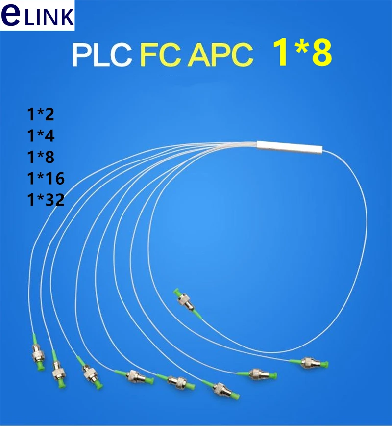 mini PLC splitter 10pcs 1*2 1*4 1*8 1*16 1*32 FC/UPC FC/APC 1mtr white cable Steel tube pigtail G657A1 PVC 0.9mm free shipping