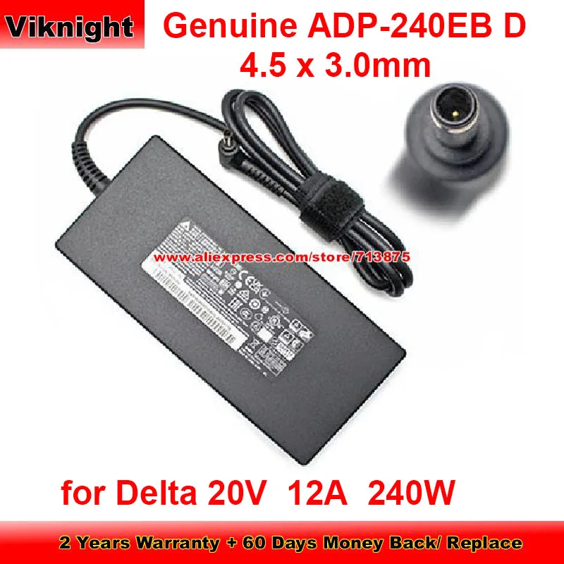 

Genuine ADP-240EB D 240W Charger 20V 12A AC Adapter for Msi DELTA 15 A5EFK-001 A5EFK-033FR GS66 12UGS-025 4.5 x 3.0mm Tip