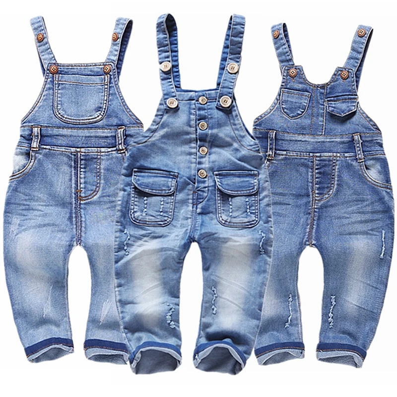 6M-4T salopette per neonato primavera estate ragazzi ragazze pantaloni con bretelle pantaloni per neonati tuta in Denim Jeans pagliaccetti