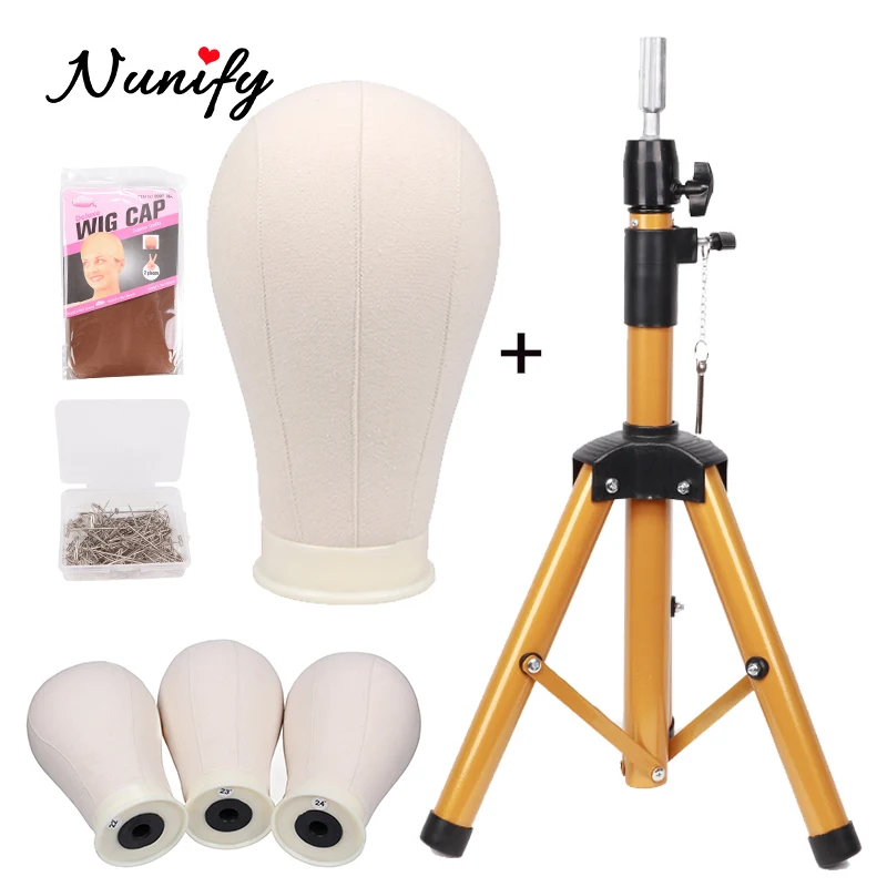 Gloden Adjustable Tripod For Mannequin Head Wig Mannequin Head With Stand Wig Making Tripod White Canvas Head Wig Block Head