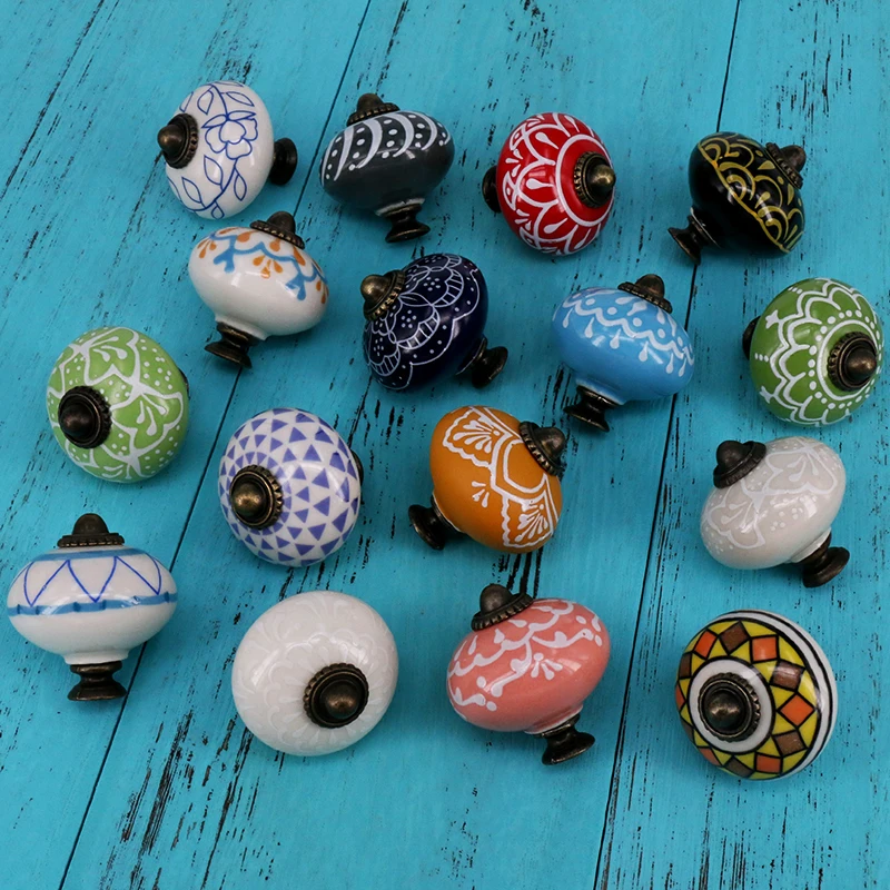 1PC Single Hole Round Ceramic Knob Wardrobe Kitchen Cupboard Door Handle Cabinet Drawer Dresser Handle Pulls for Home Decor