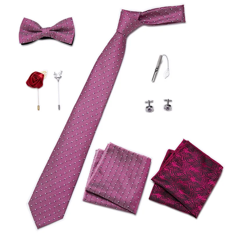 Herren-Krawatten-Set, luxuriöse Geschenkbox, Seidenkrawatte, Krawatten-Set, 8-teilig, innenverpackt, festliches Geschenk, Krawatte, Einstecktücher, Urlaubsgeschenk für Männer – Detail 38