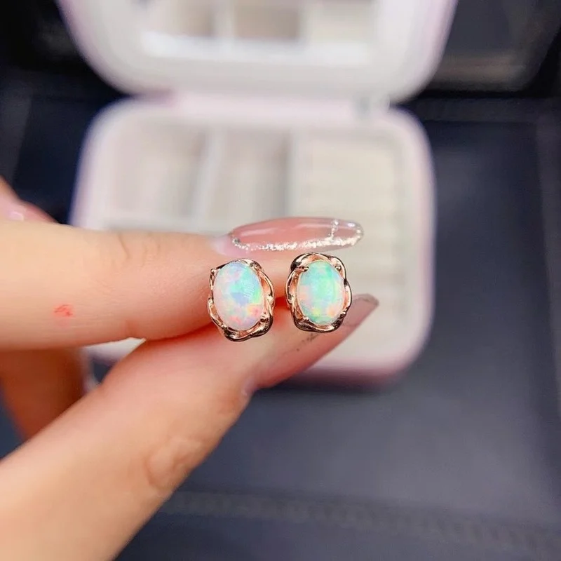 

Earrings Natural Opal Ear Jewelry Imitation Opal Opal Earrings Female Earrings