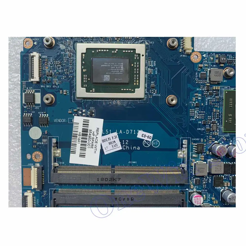 Bdl51 LA-D713P para hp notebook 15 15-ba novo portátil placa-mãe não integrada 854960-001 sps 909259-001 sa R7M1-70 2gb A10-9600P