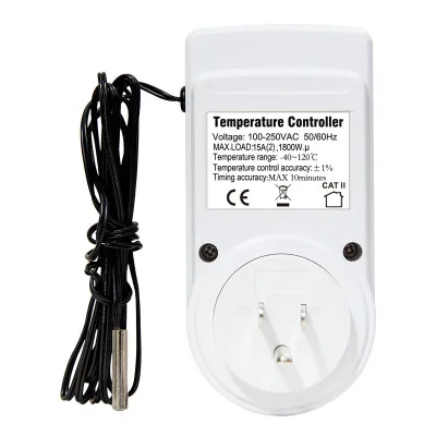 Termostato Digital Tomada Temporizador, Controlador de Temperatura, Tomada com Temporizador, Arrefecimento, Aquecimento, Sensor de Temperatura, 220V