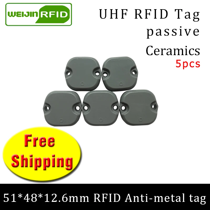 UHF RFID metal tag 915m 868m Impinj M4QT 5pcs free shipping 51*48*12.5mm Goods shelves durable ABS smart card passive RFID tags