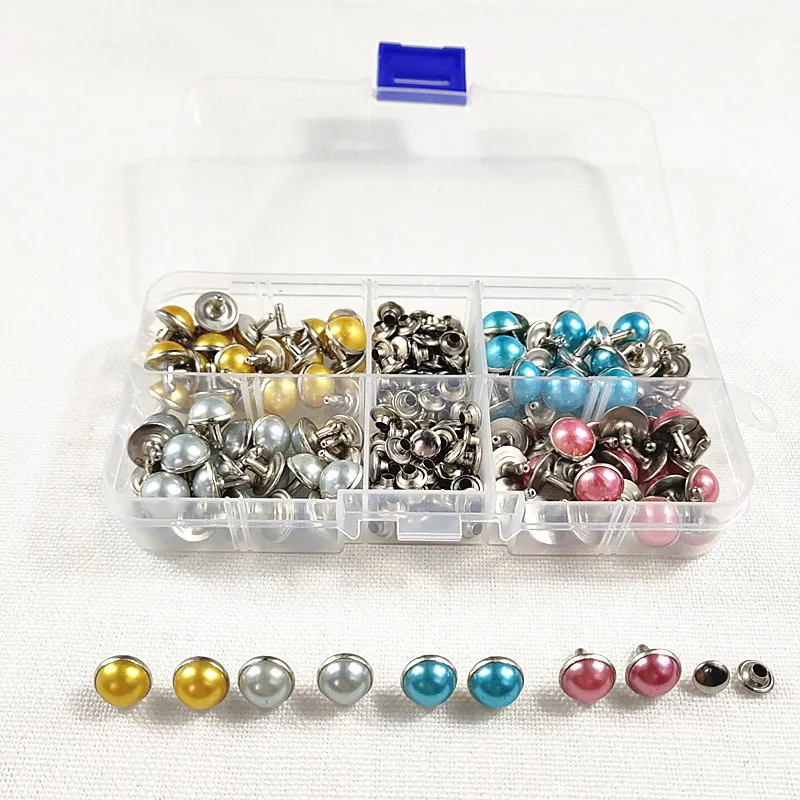 100 sets of metal round rivet studs DIY crafts belt leather luggage round monk head rivet clothing decorative nail buckle 10mm