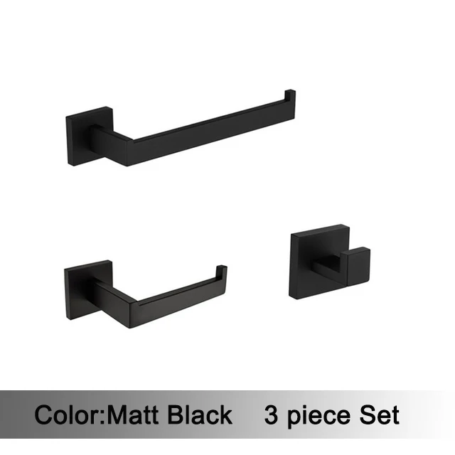 Zwarte Badkamer Hardware Set 304 Roestvrijstalen Handdoekrek Toiletpapierhouder Handdoekhouder Badkameraccessoires