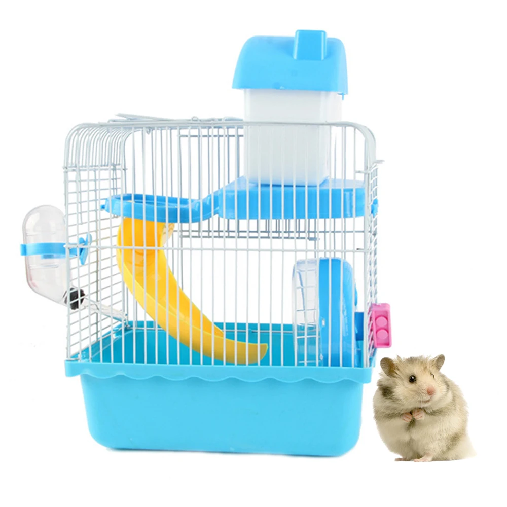 Hanging Small Pets House for A Hamster Cage Iron Double Storey DIY Summer Hedgehog Nest Exercise Playpen Sleep Bed Running Wheel