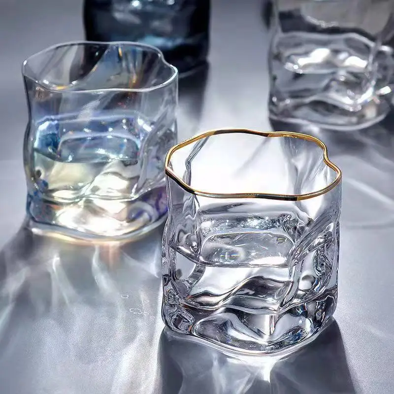 Japanese Beer Whiskey Glass Crystal Glass Cup Shaped Cup Twisted Cup Ins Wind Creative Wholesale Drinkware 250ml