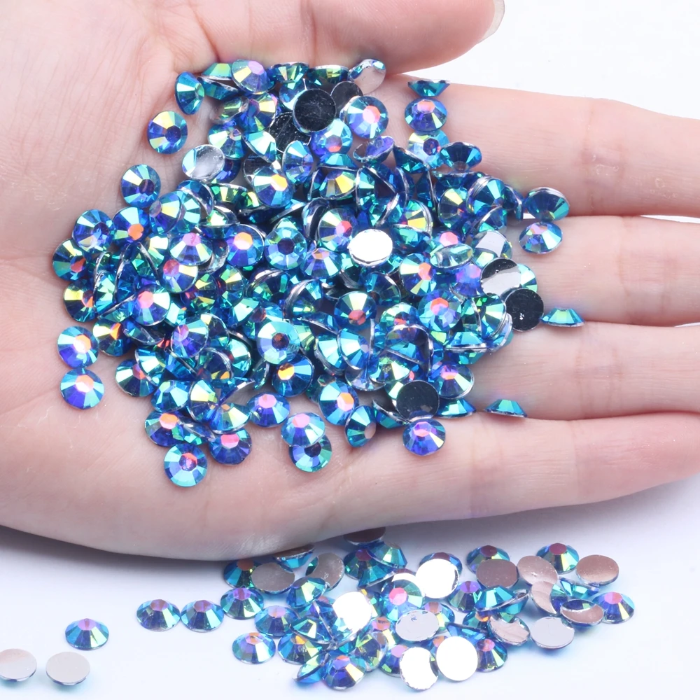 

New Resin Rhinestones 2mm-6mm Dark Blue AB Flatback Non Hotfix Gue On For Nails Art Decoration DIY 3D Jewelry Making