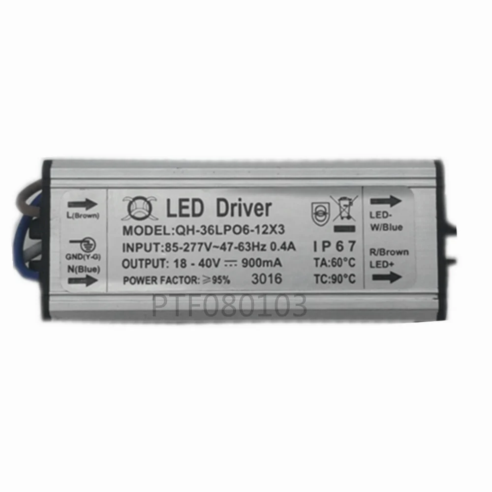 

6-12x3W DC18-40V 900mA 220V LED Driver 18w 30w 36w Power Supply IP67 Waterproof Constant Current Driver For FloodLight