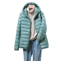 Chaqueta de plumón fino ultraligero para mujer, chaquetas con capucha de plumón de pato blanco, abrigo cálido, Parka, ropa de exterior portátil para mujer, Primavera, otoño, invierno