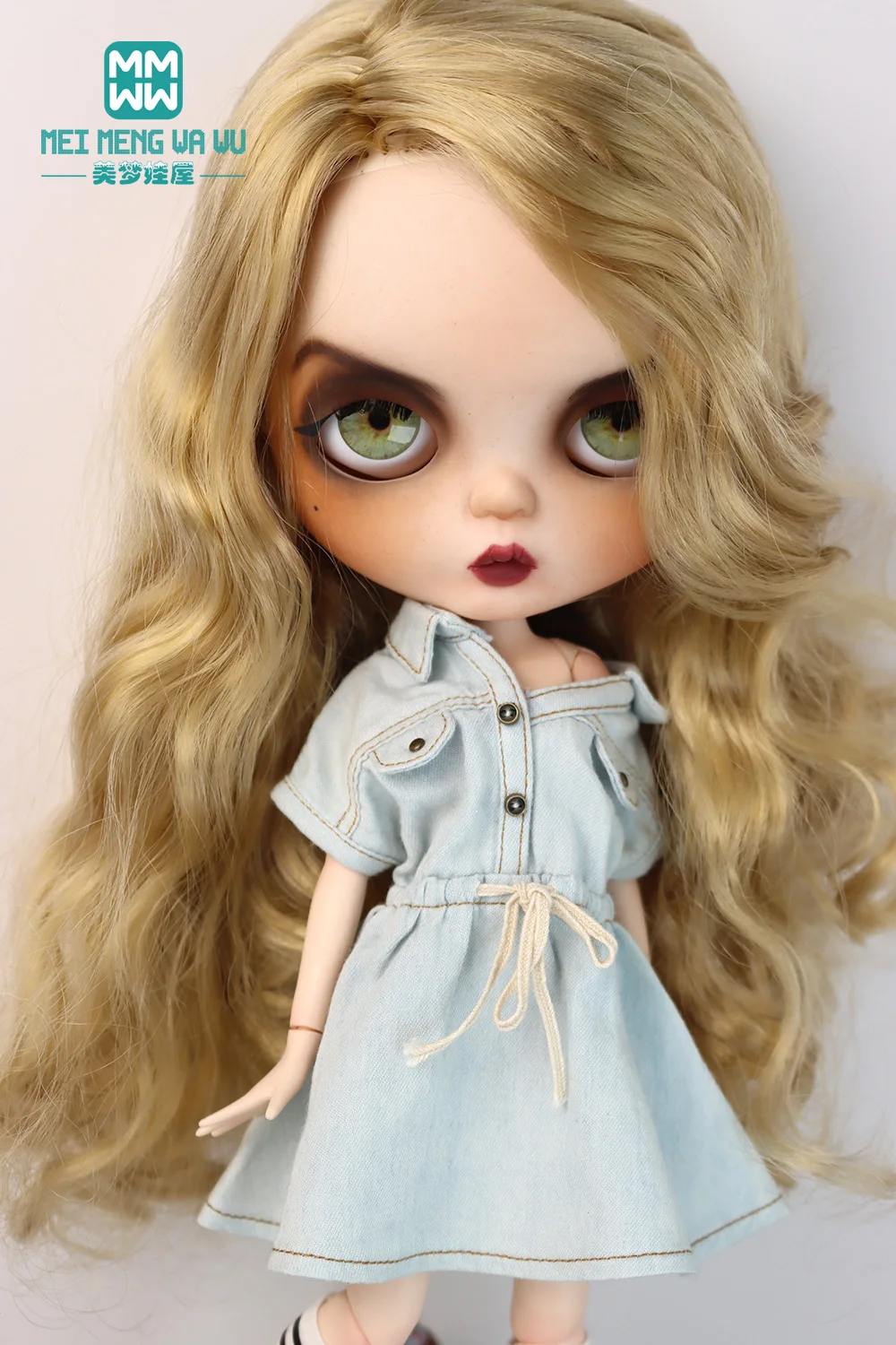 

Fits Blyth Azone OB23 OB24 doll accessories Fashion oblique shoulder denim skirt Black Khaki