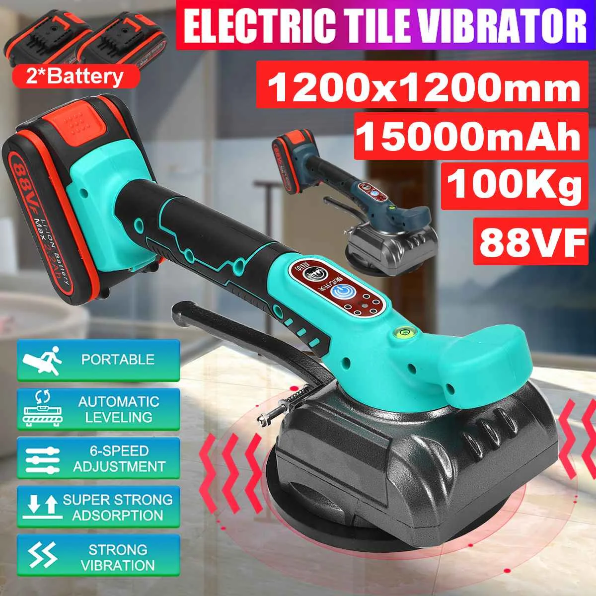 

88VF Touch button Electric Tile Vibrator Automatic Floor Tile Laying Tiling Artifact Machine Brick Wall Tile Tool Power Tool