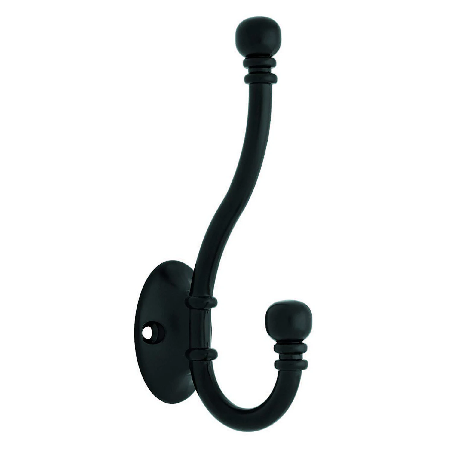 5-Pack FBCHHB5-FB-C Ball End Coat and Hat Hook Flat Black Wall Mounted Retro Cloth Hanger for Coats Hats Towels Keys