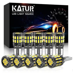 Katur 10Pcs T10 LED Canbus W5W LED Bulb Auto Lamp 3014 30SMD Car Interior Light 194 168 Light Bulb White Red Yellow No Error 12V