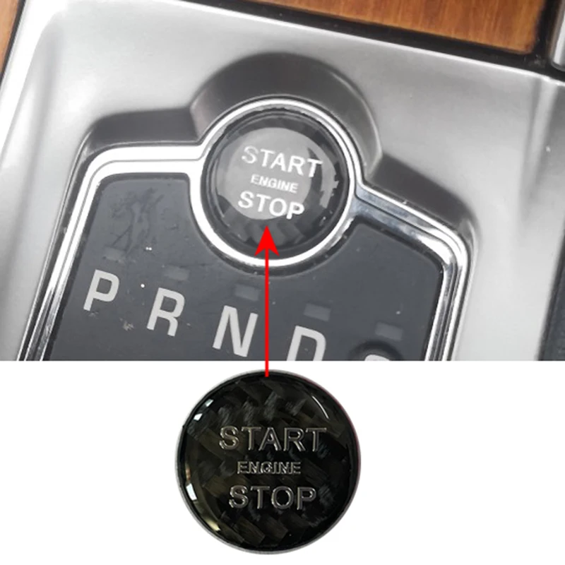 Fit For Jaguar XF 2012-2015 Glossy Real Carbon Fiber Black Car Start Button Ignition Overlay Repair Stickers Trim 1 PCS