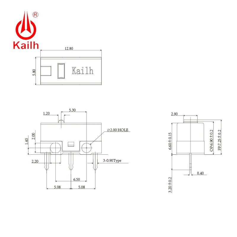 2pcs Kailh Red GM4.0 60M life Gaming Mouse Micro Switch 3 Pin Red Dot Used On Computer Mice Left Right Button CMI126601D01-3