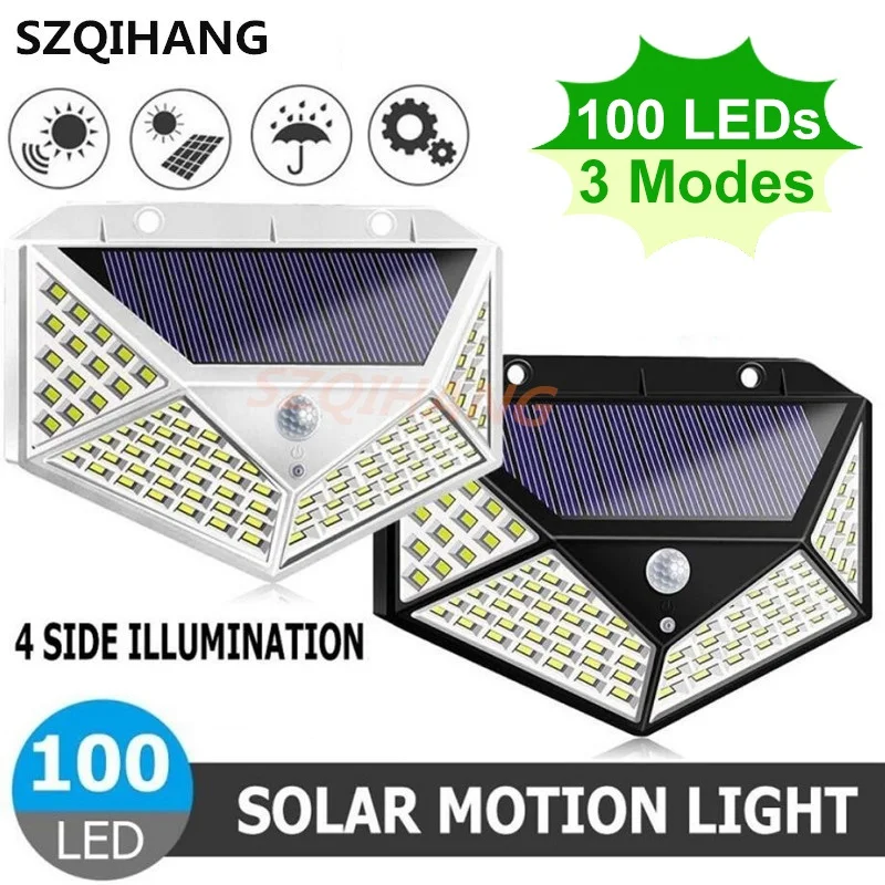 

100 LEDs Solar Light Outdoor Solar Lamps PIR Motion Sensor Wall Light Waterproof Solar Sunlight Powered Garden street lights