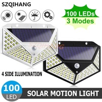 100 LEDs Solar Light Outdoor Solar Lamps PIR Motion Sensor Wall Light Waterproof Solar Sunlight Powered Garden street lights