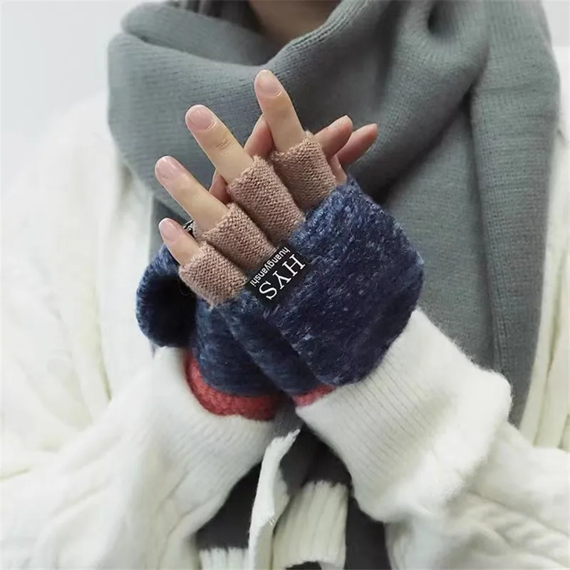 

Half Finger Gloves for Women Winter Warm Wool Knitting Arm Gloves Soft Fingerless Mittens Handschoenen Unisex Guantes Mujer Ne