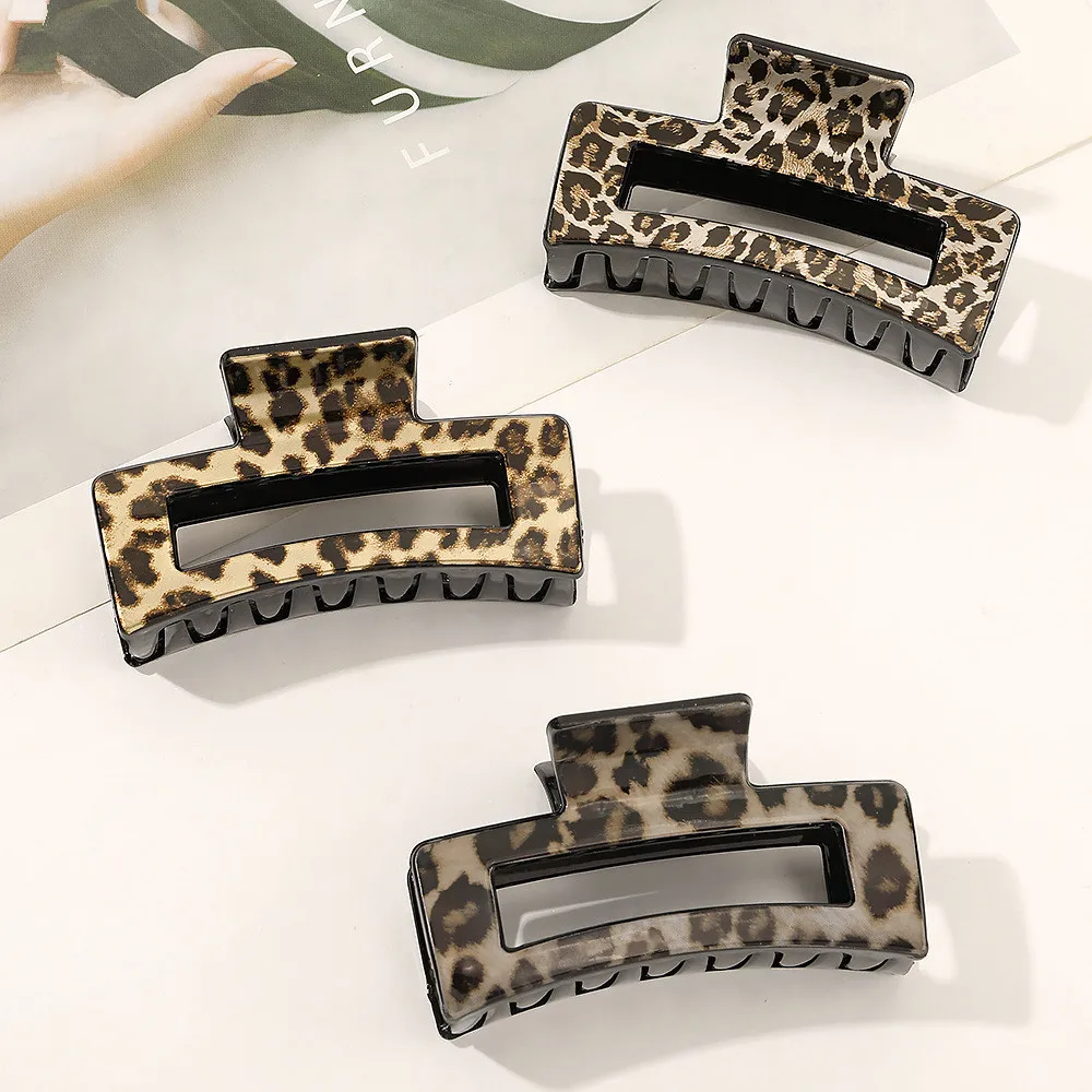 New Fashion Elegant Large Leopard Print Imitation Metal Hair Clip Hairpin  Barrettes for Women Girl Accessories Headwear