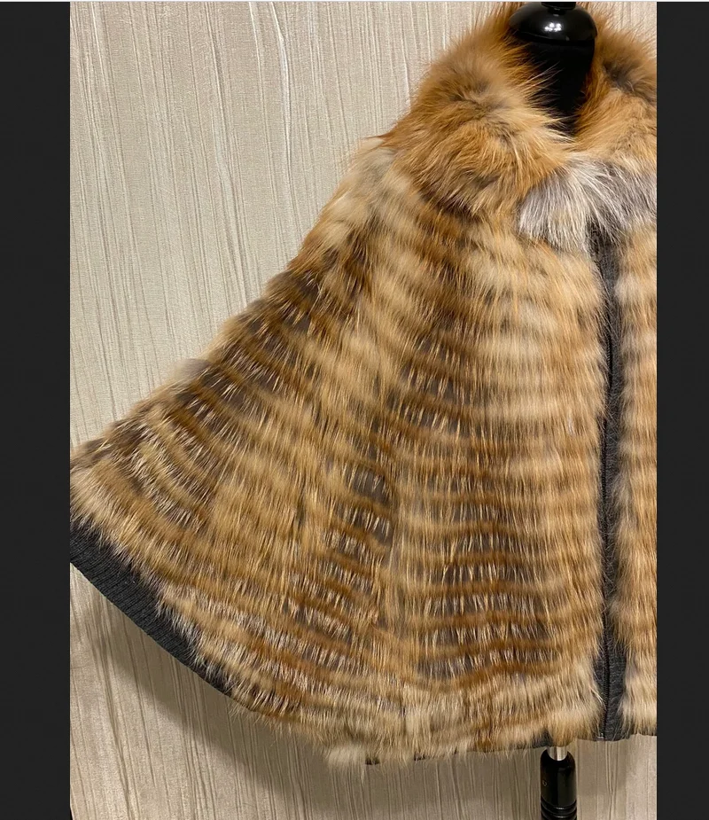 Real Fox Fur Coat for Ladies, Silver Fox, Braided Shawl, European Street Style, Fashion, Winter