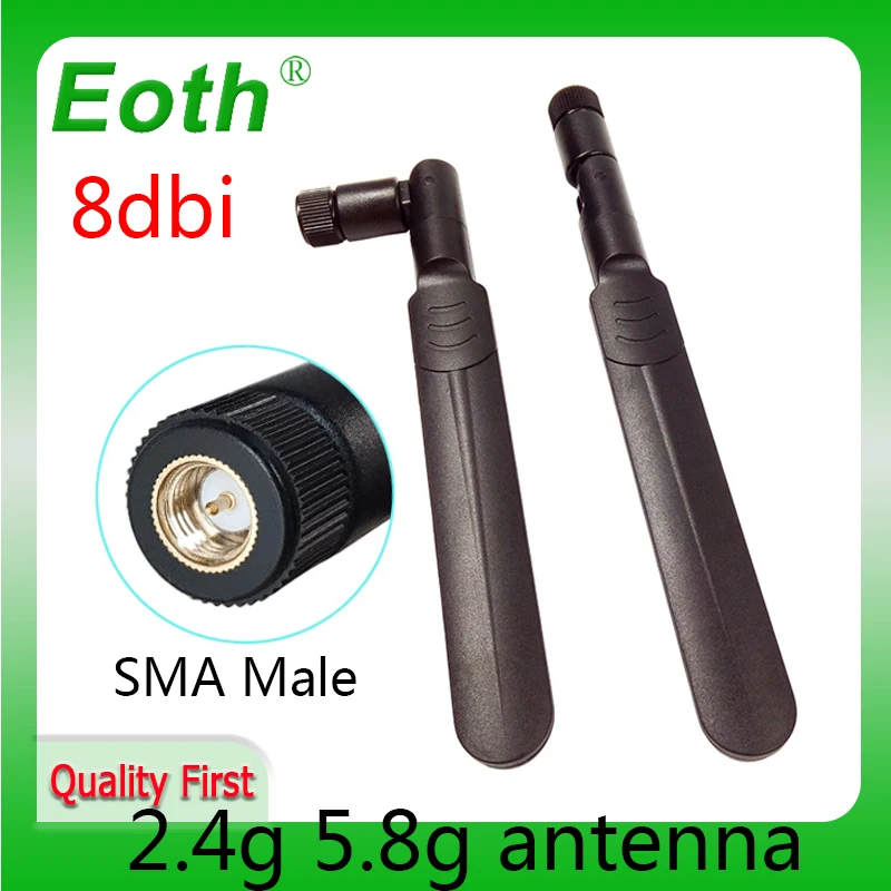 

Двухдиапазонная Антенна EOTH, 2,4 ГГц, 5,8 ГГц, 8dbi, sma, мужская, wlan, Wi-Fi, модуль iot, роутер, приемник сигнала связи tp, антенна с высоким коэффициентом усиления