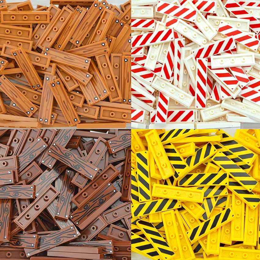 City Bricks Holzmaserung Bedrucktes Muster Glatte Bausteine Teile Flache Fliesen 1x4 1x6 DIY Haus Zubehör Kompatibel 2431 Spielzeug – Detail 10