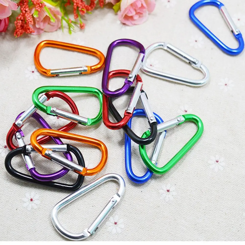 5/10pcs Random Outdoor Sports Equipment Multicolor Aluminium Alloy Carabiner Climbing Button Camping Hiking Hook Buckle Keychain